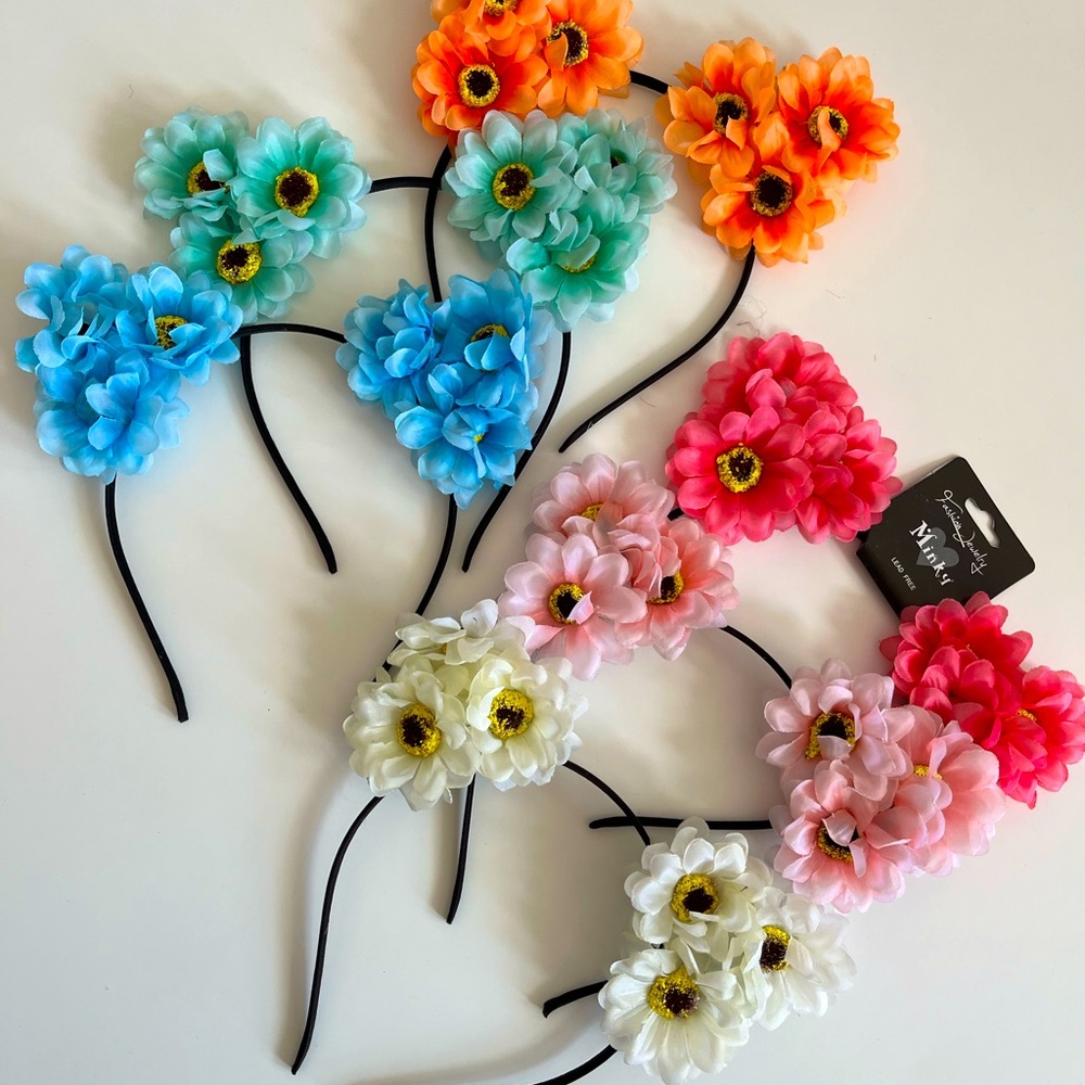 Box of 12 Flower Kitty Ear Headbands! NWT asst colors🌸🌼